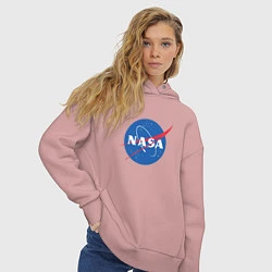 Толстовка оверсайз женская NASA: Logo, цвет: пыльно-розовый — фото 2