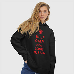 Толстовка оверсайз женская Keep Calm & Love Russia, цвет: черный — фото 2