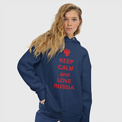 Толстовка оверсайз женская Keep Calm & Love Russia, цвет: тёмно-синий — фото 2