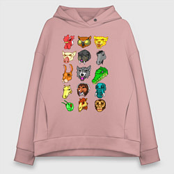 Толстовка оверсайз женская Hotline Miami Masks, цвет: пыльно-розовый