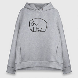 Толстовка оверсайз женская Самодостаточный слоник, цвет: меланж