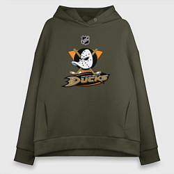 Толстовка оверсайз женская NHL: Anaheim Ducks, цвет: хаки