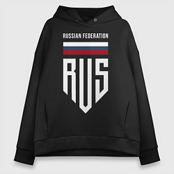 Толстовка оверсайз женская RUS: Russian Federation, цвет: черный