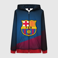 Толстовка на молнии женская FCB Barcelona, цвет: 3D-красный
