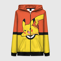 Толстовка на молнии женская Pikachu, цвет: 3D-черный