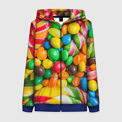 Толстовка на молнии женская Сладкие конфетки, цвет: 3D-синий