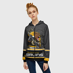Толстовка на молнии женская Boston Bruins, цвет: 3D-черный — фото 2