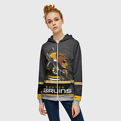 Толстовка на молнии женская Boston Bruins, цвет: 3D-меланж — фото 2