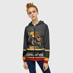 Толстовка на молнии женская Boston Bruins, цвет: 3D-красный — фото 2