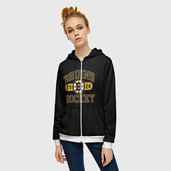 Толстовка на молнии женская Boston Bruins: Est.1924, цвет: 3D-белый — фото 2