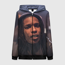 Толстовка на молнии женская ASAP Rocky: Black Hip-Hop, цвет: 3D-черный