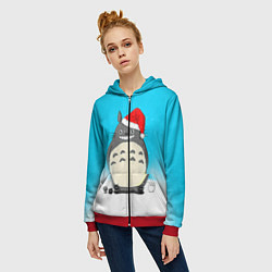 Толстовка на молнии женская Тоторо под снегом, цвет: 3D-красный — фото 2