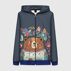 Женская толстовка на молнии Осенний медведь