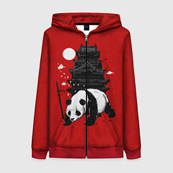 Толстовка на молнии женская Panda Warrior, цвет: 3D-красный