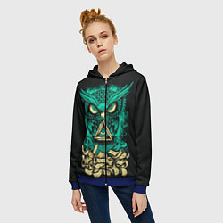 Толстовка на молнии женская Bring Me The Horizon: Owl, цвет: 3D-синий — фото 2