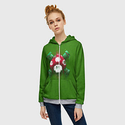 Толстовка на молнии женская Mushroom is Dead, цвет: 3D-меланж — фото 2