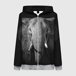 Толстовка на молнии женская Взгляд слона, цвет: 3D-меланж