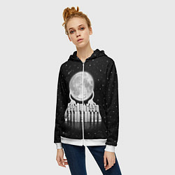 Толстовка на молнии женская Лунная мелодия, цвет: 3D-белый — фото 2