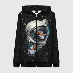 Толстовка на молнии женская Подводный космос, цвет: 3D-черный