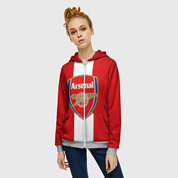 Толстовка на молнии женская Arsenal FC: Red line, цвет: 3D-меланж — фото 2