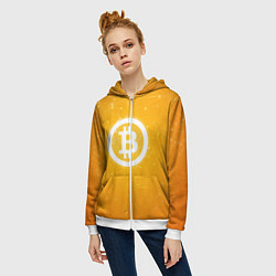 Толстовка на молнии женская Bitcoin Orange, цвет: 3D-белый — фото 2