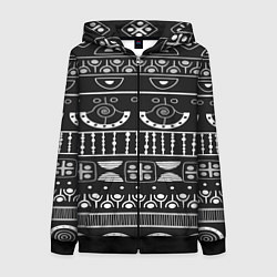 Толстовка на молнии женская Black and White ethnic, цвет: 3D-черный