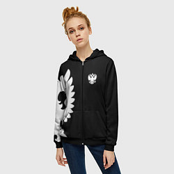 Толстовка на молнии женская Russia - Black collection, цвет: 3D-черный — фото 2