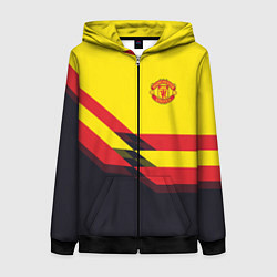 Толстовка на молнии женская Man United FC: Yellow style, цвет: 3D-черный