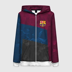 Толстовка на молнии женская FC Barcelona: Dark polygons, цвет: 3D-белый