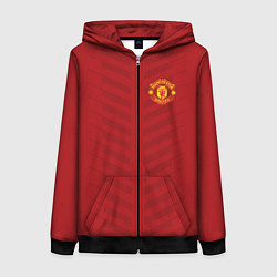 Толстовка на молнии женская Manchester United: Red Lines, цвет: 3D-черный
