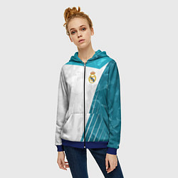 Толстовка на молнии женская FC Real Madrid: Abstract, цвет: 3D-синий — фото 2