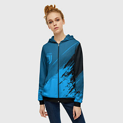 Толстовка на молнии женская FC Juventus: Blue Original, цвет: 3D-черный — фото 2