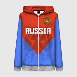 Женская толстовка на молнии Russia Red & Blue