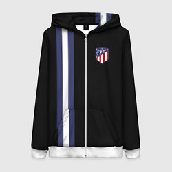 Толстовка на молнии женская FC Atletico Madrid: Blue Line, цвет: 3D-белый