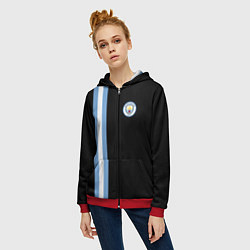 Толстовка на молнии женская Манчестер Сити, цвет: 3D-красный — фото 2