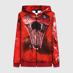 Толстовка на молнии женская Red Snake, цвет: 3D-красный