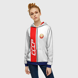Толстовка на молнии женская СССР: White Collection, цвет: 3D-синий — фото 2