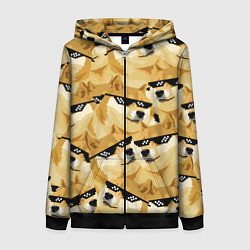 Толстовка на молнии женская Doge: Deal with it, цвет: 3D-черный