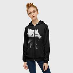 Толстовка на молнии женская Волк Ведьмака, цвет: 3D-черный — фото 2