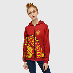 Толстовка на молнии женская FC Man United: Red Exclusive, цвет: 3D-красный — фото 2