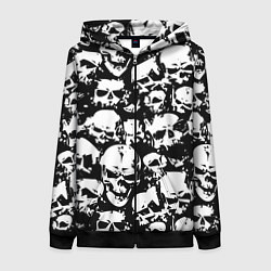 Толстовка на молнии женская Черепа ужаса, цвет: 3D-черный