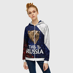 Толстовка на молнии женская Russia: Roaring Bear, цвет: 3D-белый — фото 2