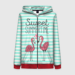 Женская толстовка на молнии Sweet Summer Flamingo