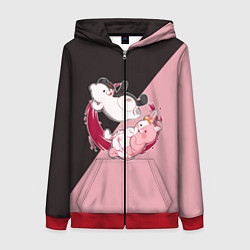 Толстовка на молнии женская MONOKUMA X MONOMI, цвет: 3D-красный