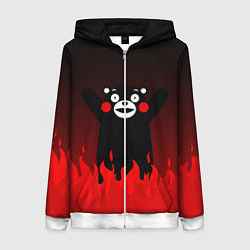 Толстовка на молнии женская Kumamon: Hell Flame, цвет: 3D-белый