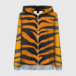 Толстовка на молнии женская Шкура тигра, цвет: 3D-меланж