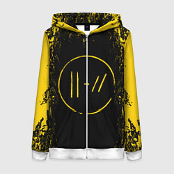 Толстовка на молнии женская 21 Pilots: Yellow & Black, цвет: 3D-белый