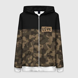 Толстовка на молнии женская USYK Camo, цвет: 3D-белый