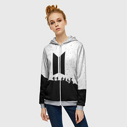 Толстовка на молнии женская BTS: Black Stars, цвет: 3D-меланж — фото 2