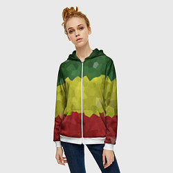 Толстовка на молнии женская Эфиопия, цвет: 3D-белый — фото 2